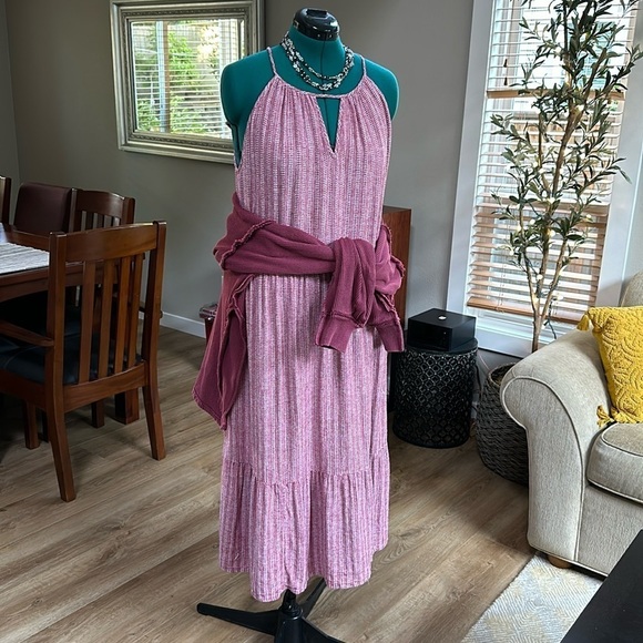 Boho linen blend long maxi dress SZ 2X - Picture 1 of 10